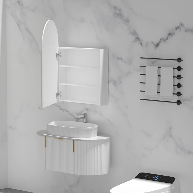 AQUAPERLA CARYSIL IMPERIAL MATTE WHITE ARCH SHAVING CABINET 600X900MM