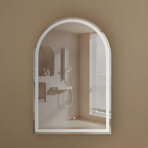 AQUAPERLA CARYSIL IMPERIAL WALNUT ARCH LED SHAVING CABINET 600X900MM