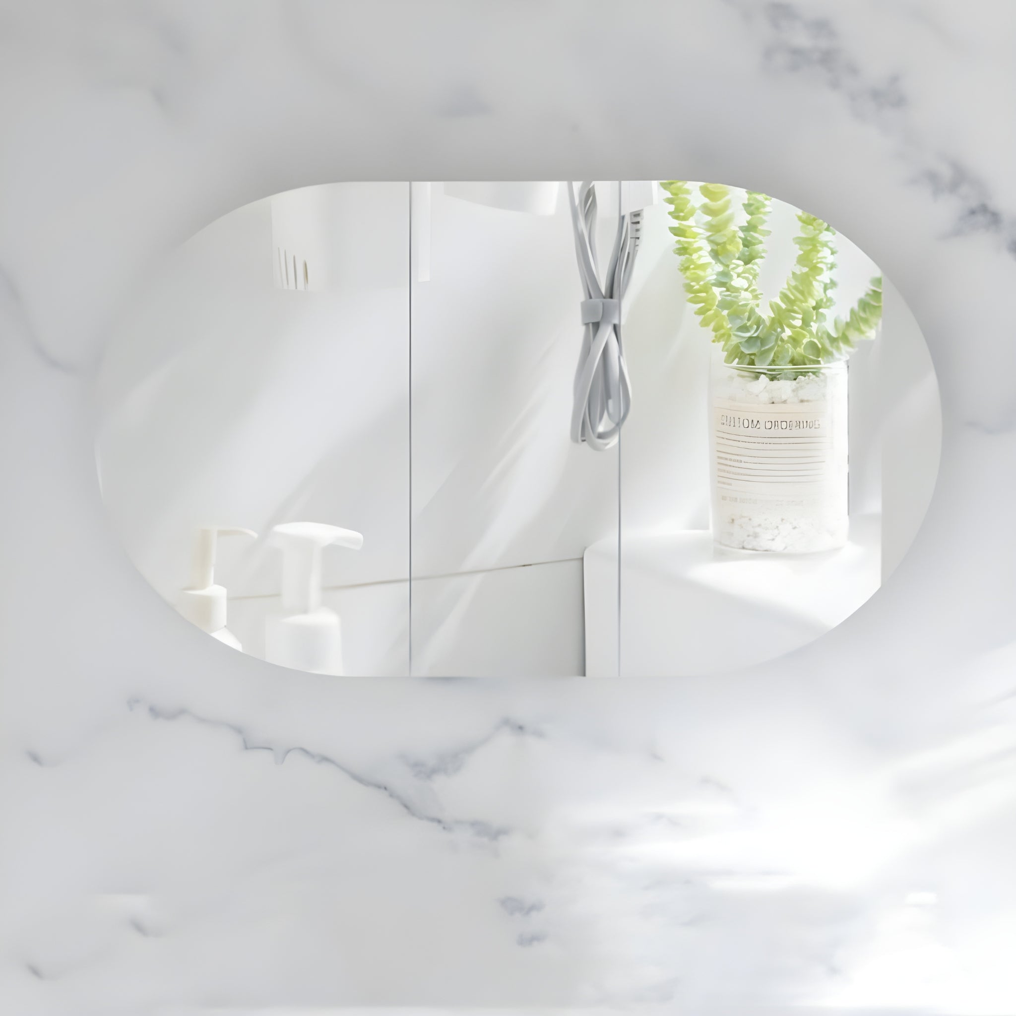 AQUAPERLA CARYSIL MYSTIC MATTE WHITE OVAL SHAVING CABINET 1200X750MM