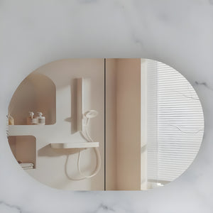AQUAPERLA CARYSIL MYSTIC MATTE WHITE OVAL SHAVING CABINET 900X600MM