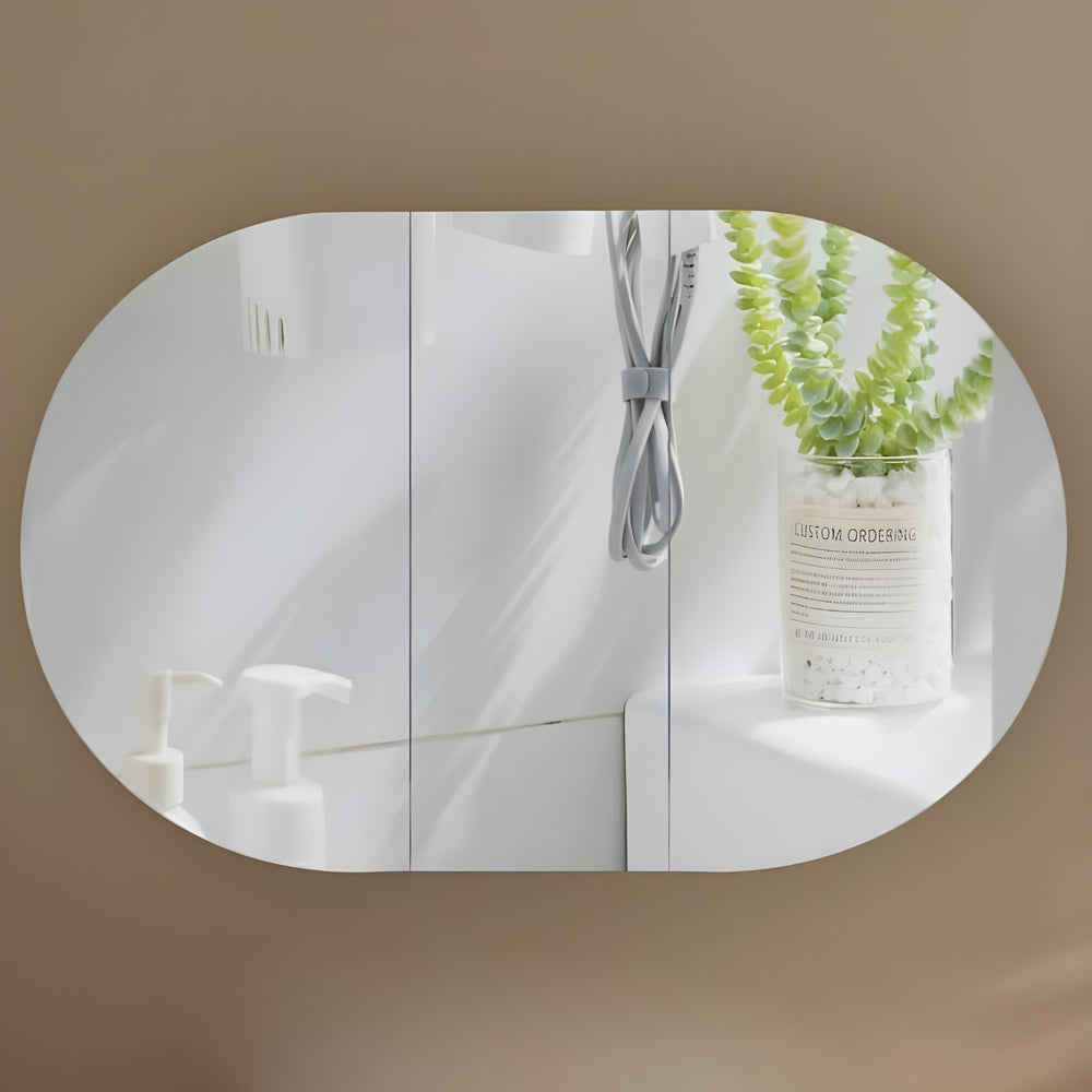 AQUAPERLA CARYSIL MYSTIC WALNUT OVAL SHAVING CABINET 1200X750MM