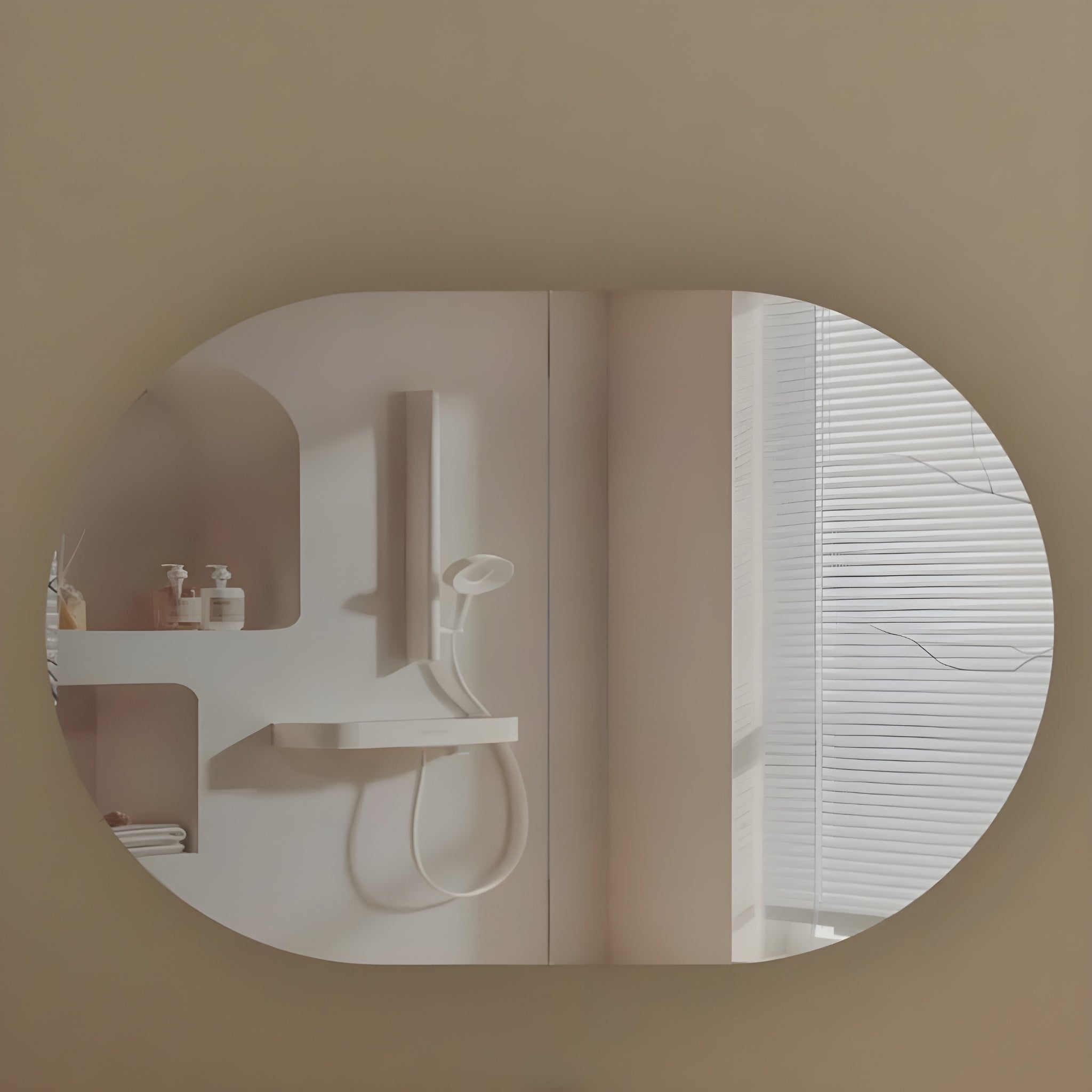 AQUAPERLA CARYSIL MYSTIC  WALNUT OVAL SHAVING CABINET 900X600MM