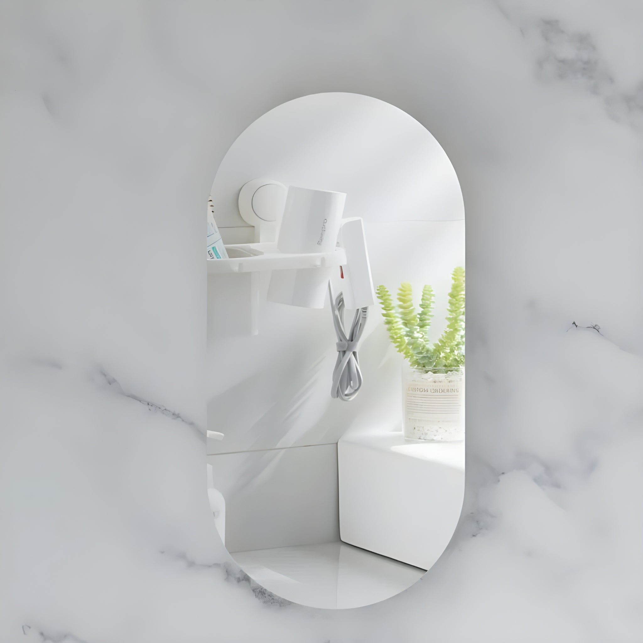 AQUAPERLA CARYSIL NOBLE MATTE WHITE OVAL SHAVING CABINET 450X900MM