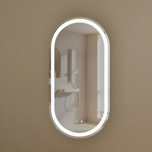 AQUAPERLA CARYSIL NOBLE WALNUT OVAL LED SHAVING CABINET 450X900MM