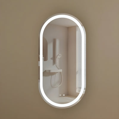 AQUAPERLA CARYSIL NOBLE WALNUT OVAL LED SHAVING CABINET 450X900MM