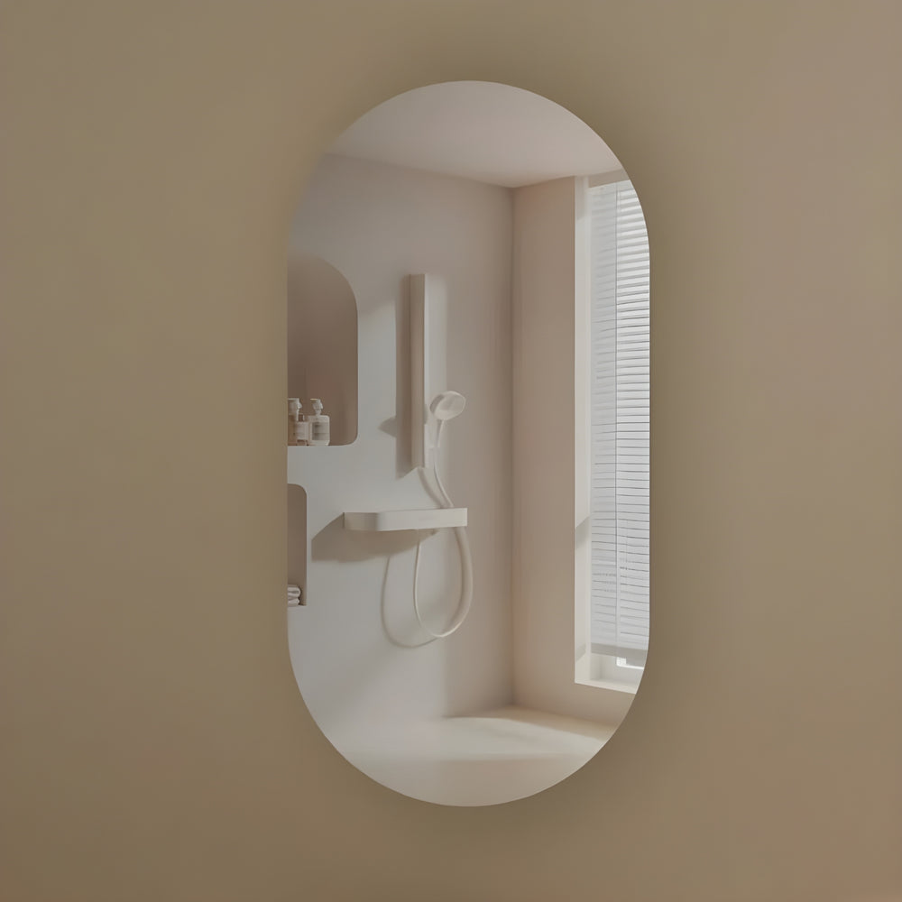 AQUAPERLA CARYSIL NOBLE WALNUT OVAL SHAVING CABINET 450X900MM