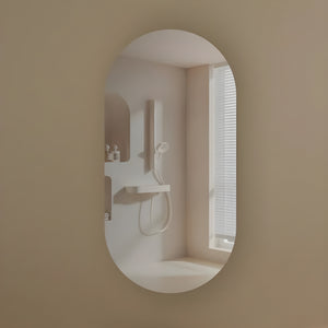 AQUAPERLA CARYSIL NOBLE WALNUT OVAL SHAVING CABINET 450X900MM