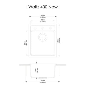 CARYSIL  WALTZ SINGLE BOWL GRANITE KITCHEN SINK WHITE 400MM