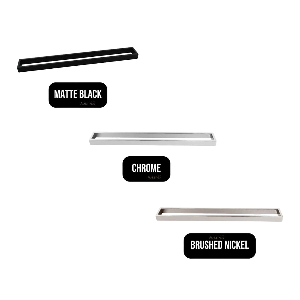 AQUAPERLA CAVALLO SQUARE SINGLE TOWEL RAIL 800MM MATTE BLACK