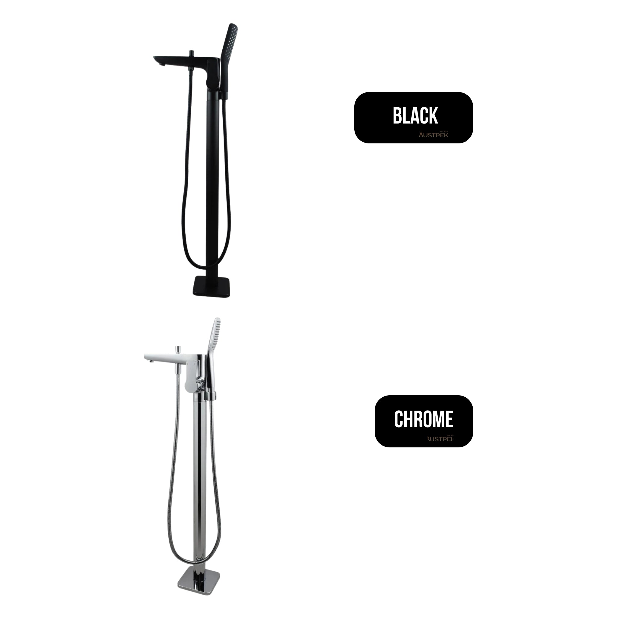 AQUAPERLA FREESTANDING BATH MIXER WITH HAND HELD SHOWER 862MM CHROME