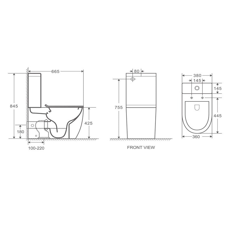 AQUAPERLA HANI BACK TO WALL TOILET SUITE MATTE BLACK
