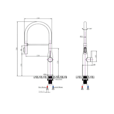 NORICO KITCHEN MIXER 530MM BRUSHED BRASS