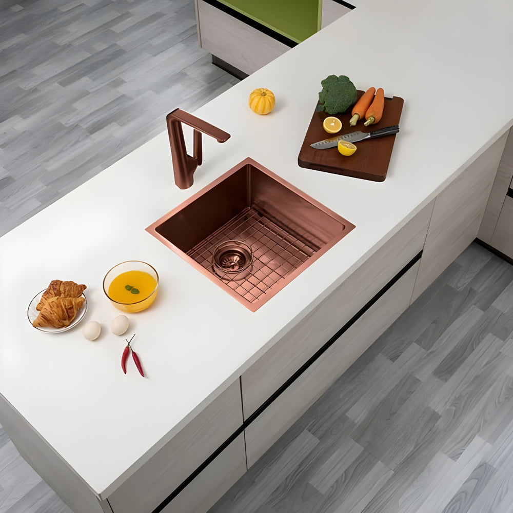 AQUAPERLA PVD STAINLESS STEEL SINGLE BOWL KITCHEN SINK COPPER 440MM