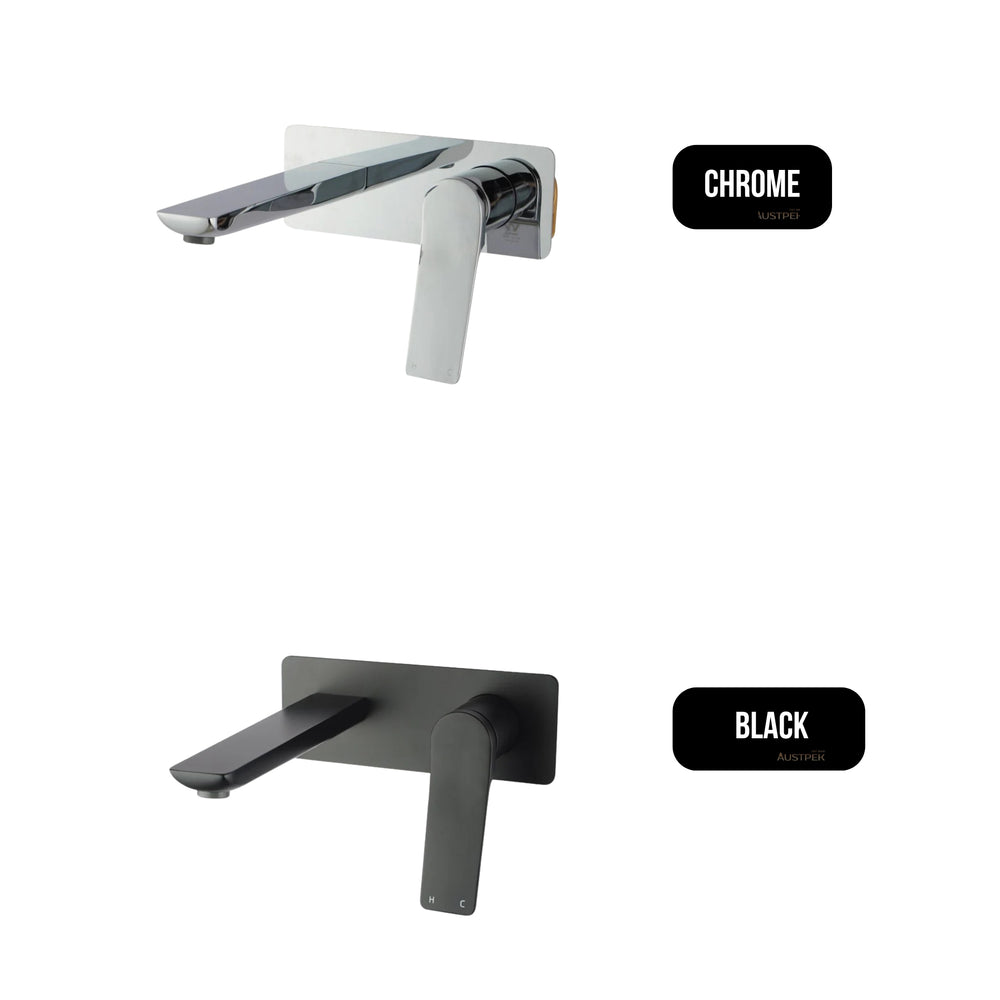 AQUAPERLA RUSHY WALL BATH / BASIN MIXER 200MM BLACK