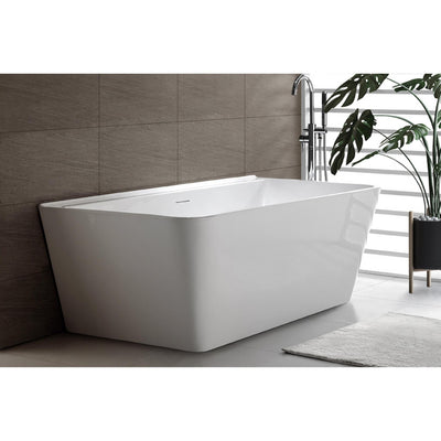 DECINA ARIA BACK-TO-WALL FREESTANDING BATH WITH INTEGRATED OVERFLOW GLOSS WHITE (AVAILABLE IN 1500MM AND 1700MM)