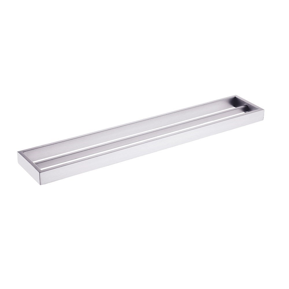 AQUAPERLA CAVALLO SQUARE DOUBLE TOWEL RAIL 800MM BRUSHED NICKEL