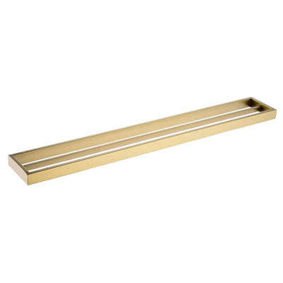 AQUAPERLA CAVALLO SQUARE DOUBLE TOWEL RAIL BRUSHED YELLOW GOLD (AVAILABLE IN 600MM AND 800MM)