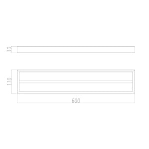 AQUAPERLA CAVALLO SQUARE DOUBLE TOWEL RAIL 600MM GUN METAL GREY