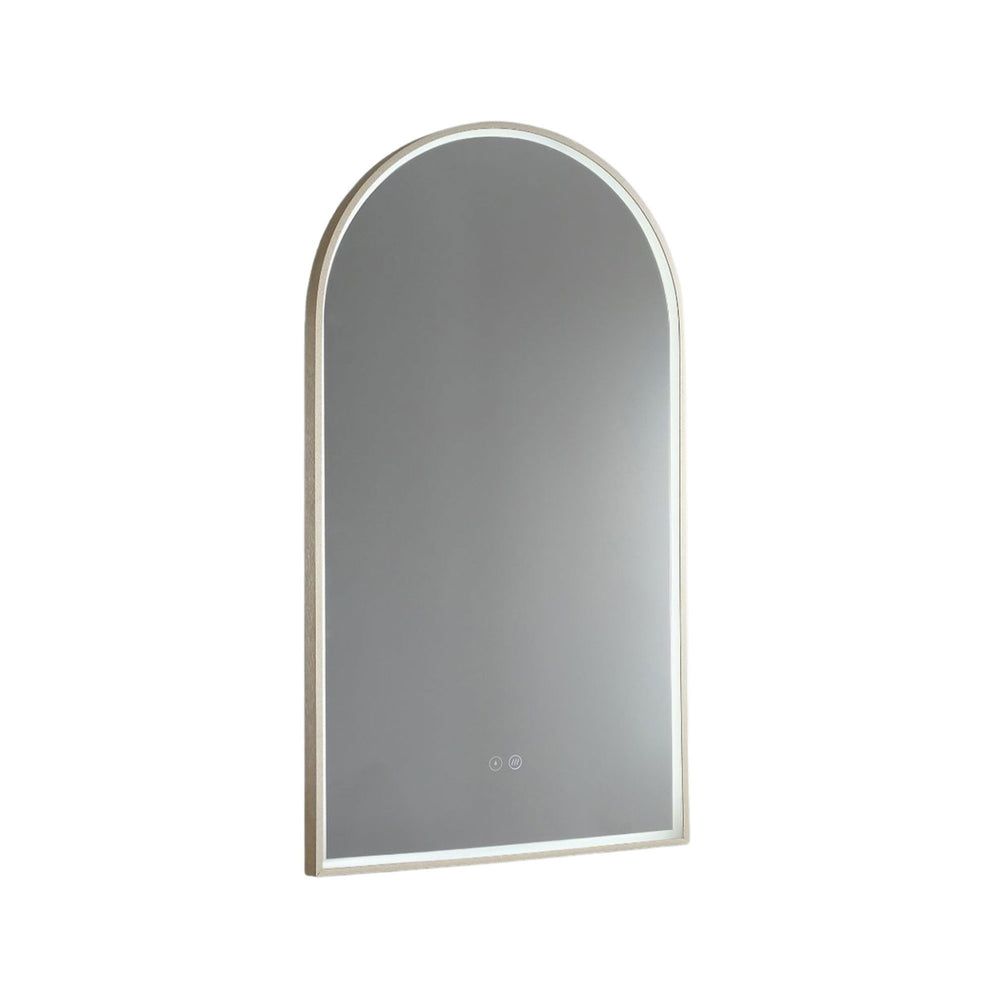 REMER ARCH FRAMED LED MIRROR W/ DEMISTER & PORTABLE MAGNIFIER CUSTOM COLOURS 500X900MM
