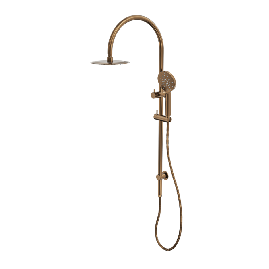 LINSOL ARCHIE SHOWER COMBINATION WITH MULTIFUNCTION HANDPIECE AND 200MM ROUND HEAD AGED BRONZE