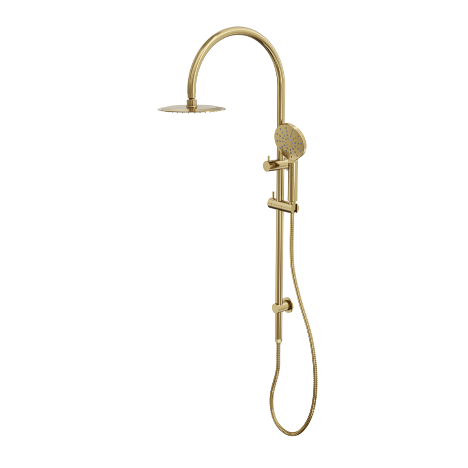LINSOL ARCHIE SHOWER COMBINATION WITH MULTIFUNCTION HANDPIECE AND 200MM ROUND HEAD BRUSHED BRASS