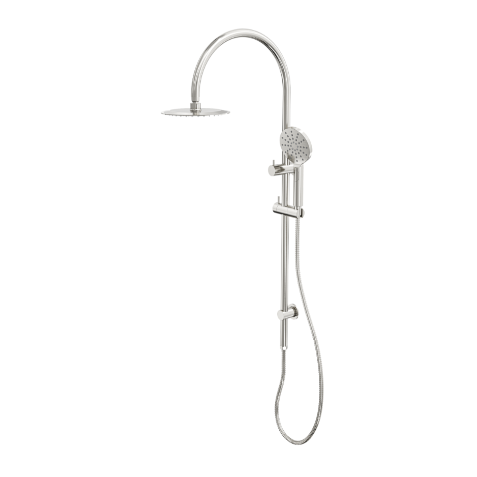 LINSOL ARCHIE SHOWER COMBINATION WITH MULTIFUNCTION HANDPIECE AND 200MM ROUND HEAD BRUSHED NICKEL