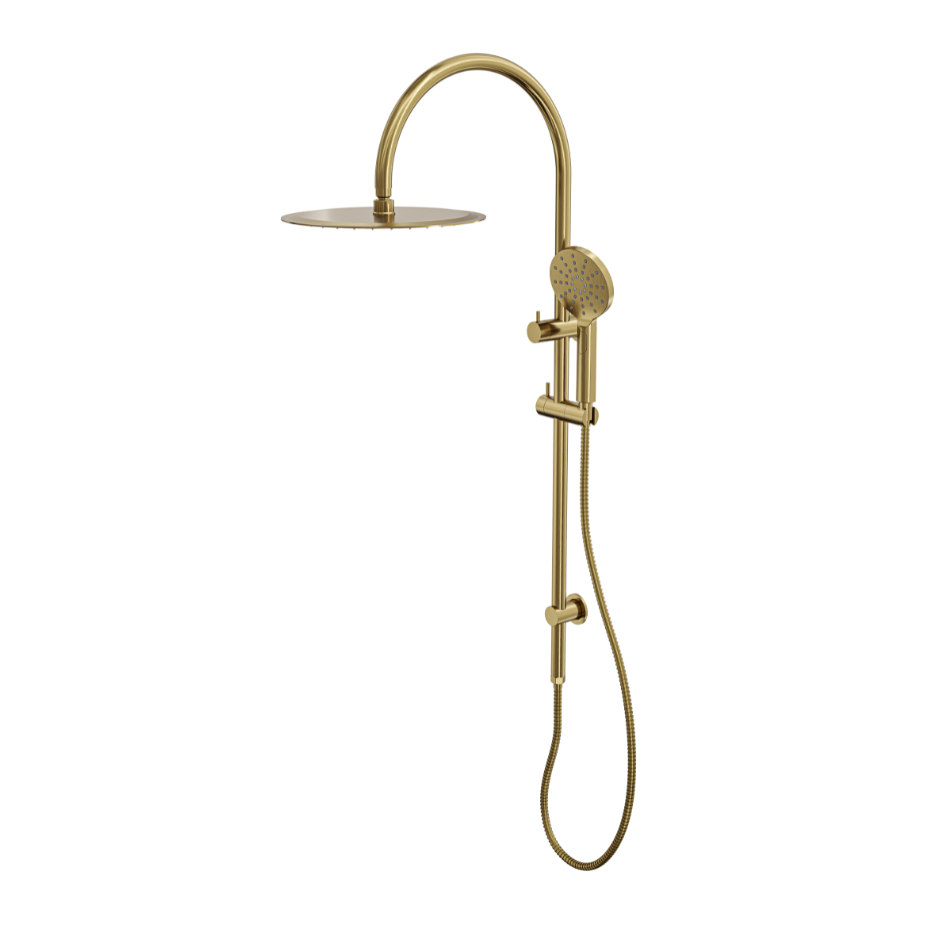 LINSOL ARCHIE SHOWER COMBINATION WITH MULTIFUNCTION HANDPIECE AND 300MM ROUND HEAD BRUSHED BRASS