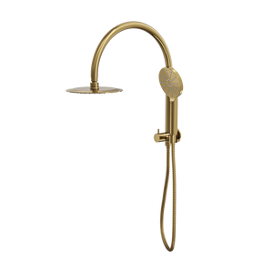 LINSOL ARCHIE SHORT SHOWER COMBINATION AND MULTIFUNCTION HANDPIECE WITH 200MM ROUND HEAD BRUSHED BRASS