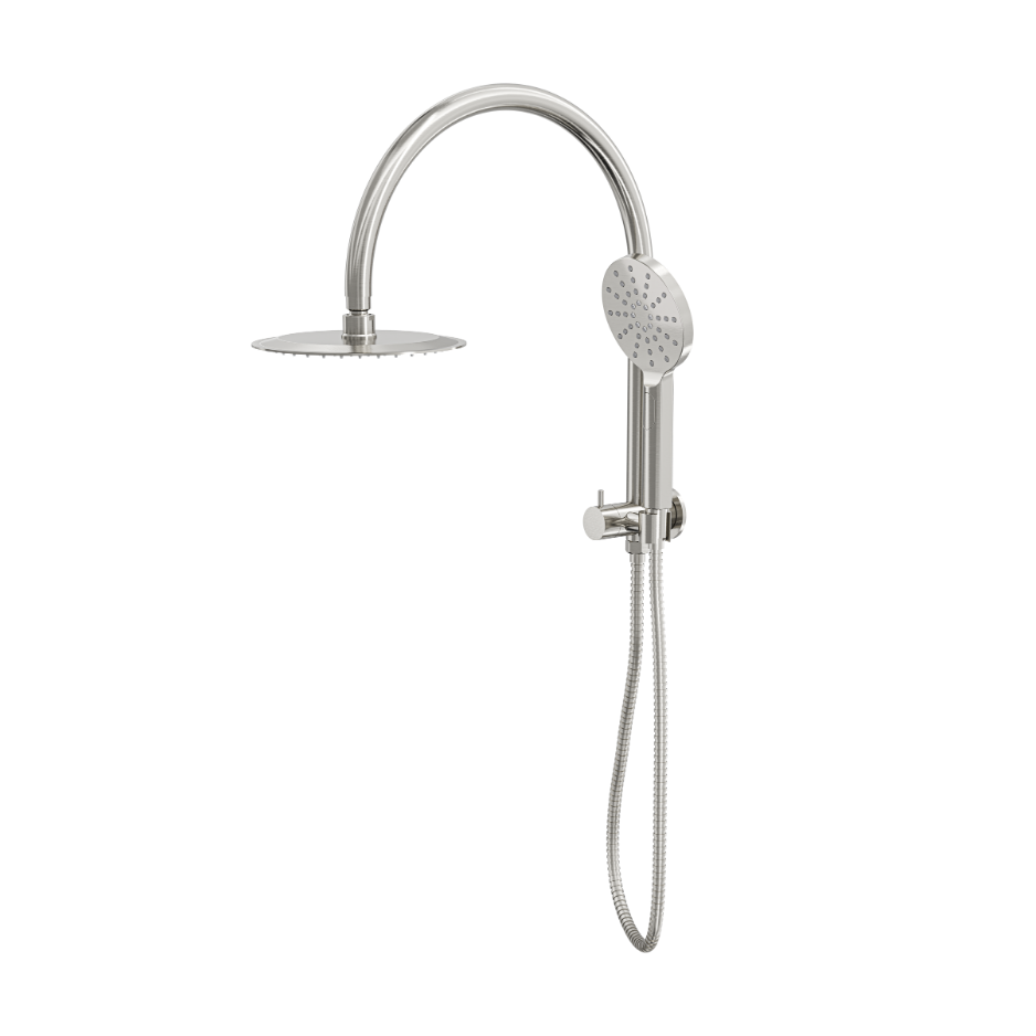LINSOL ARCHIE SHORT SHOWER COMBINATION AND MULTIFUNCTION HANDPIECE WITH 200MM ROUND HEAD BRUSHED NICKEL
