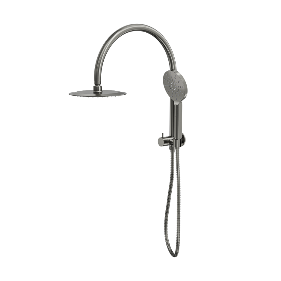 LINSOL ARCHIE SHORT SHOWER COMBINATION AND MULTIFUNCTION HANDPIECE WITH 200MM ROUND HEAD GUN METAL