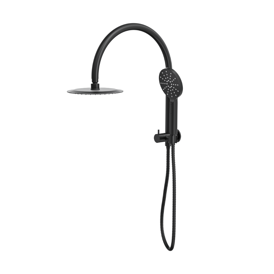 LINSOL ARCHIE SHORT SHOWER COMBINATION AND MULTIFUNCTION HANDPIECE WITH 200MM ROUND HEAD MATTE BLACK