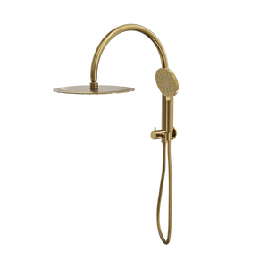 LINSOL ARCHIE SHORT SHOWER COMBINATION WITH MULTIFUNCTION HANDPIECE WITH 300MM ROUND HEAD BRUSHED BRASS
