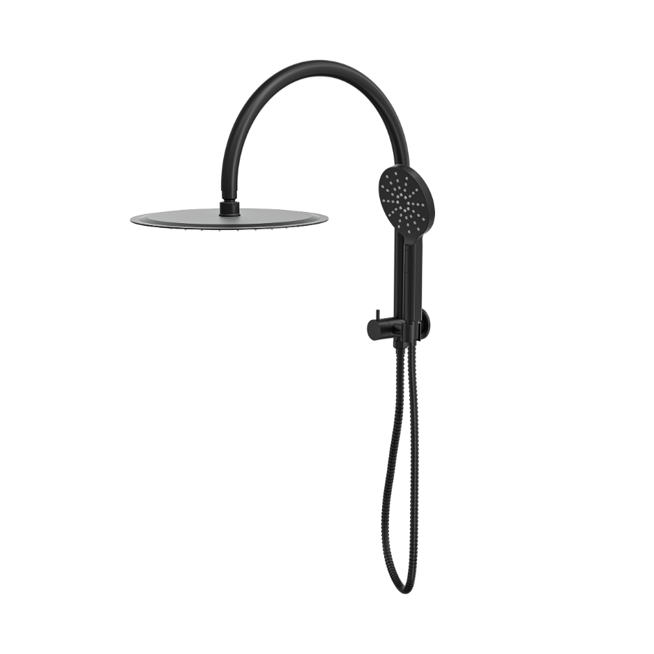 LINSOL ARCHIE SHORT SHOWER COMBINATION WITH MULTIFUNCTION HANDPIECE WITH 300MM ROUND HEAD MATTE BLACK
