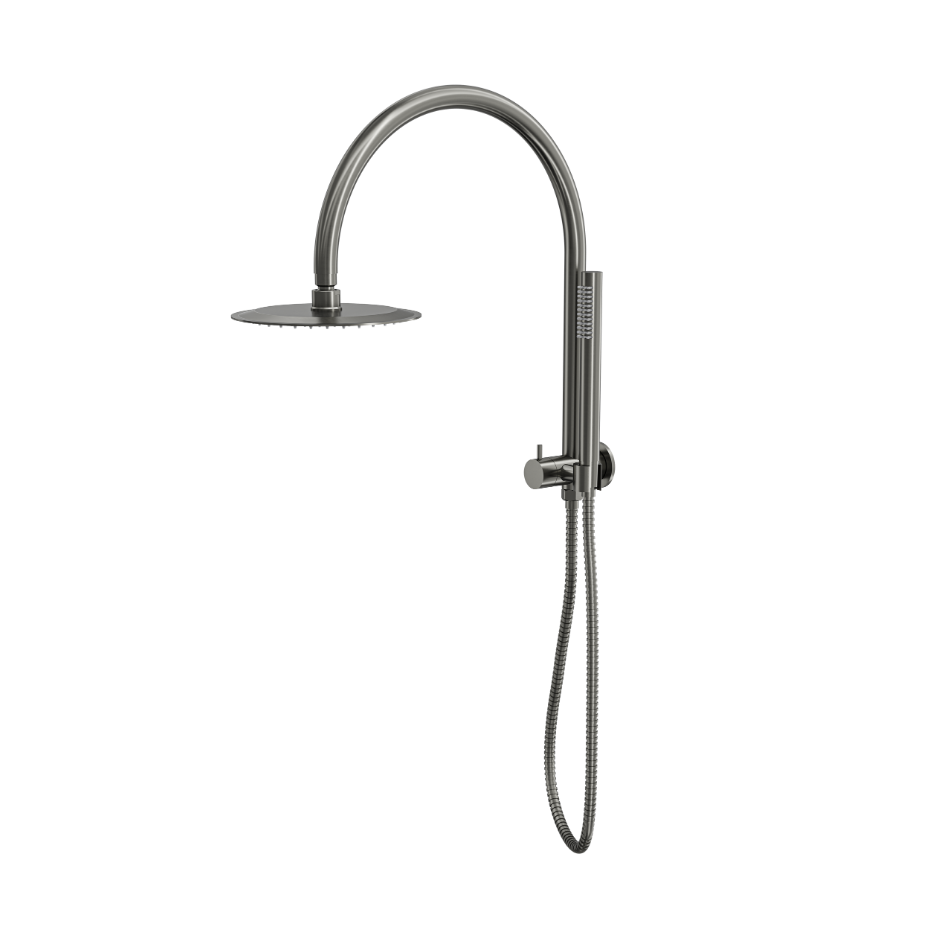 LINSOL ARCHIE SHORT SHOWER COMBINATION WITH SLIM HANDPIECE WITH 200MM ROUND HEAD GUN METAL