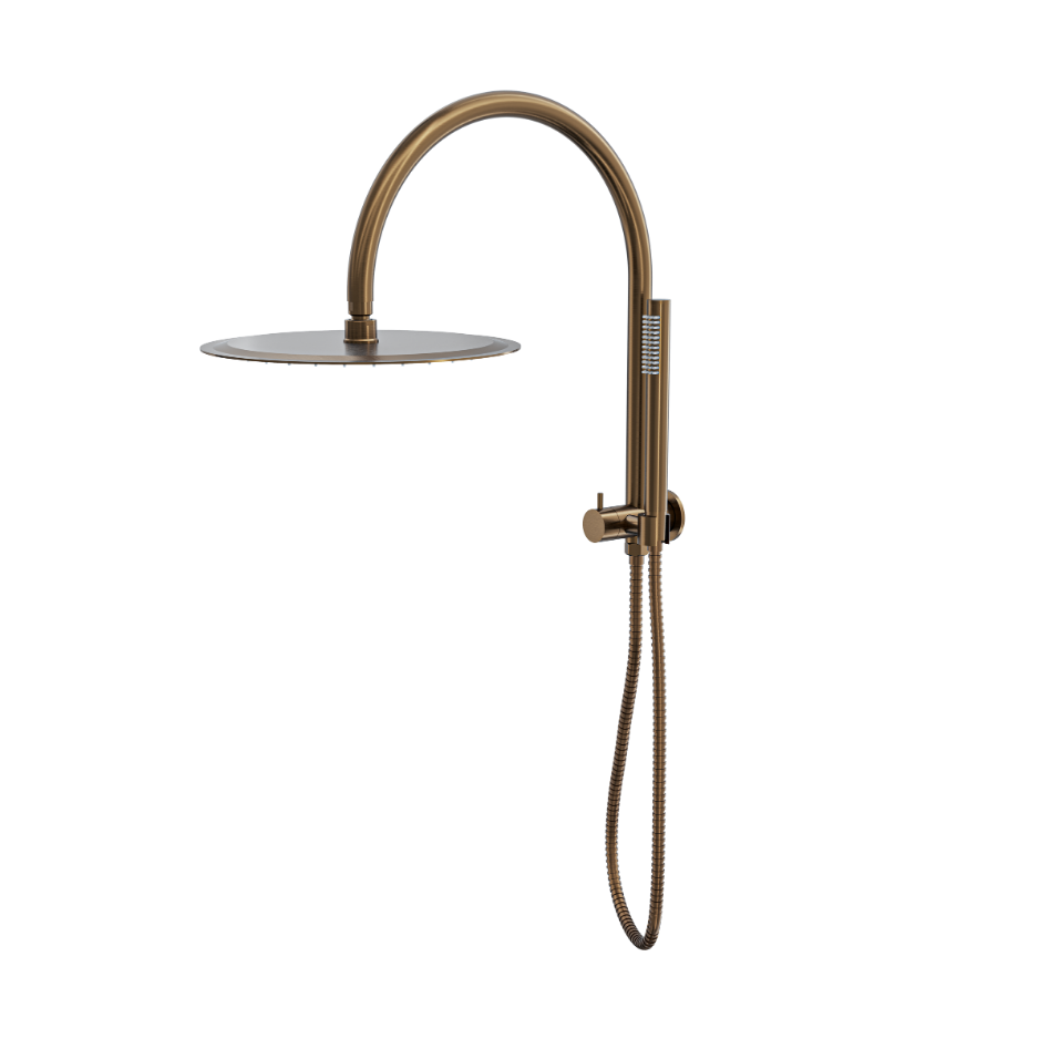 LINSOL ARCHIE SHORT SHOWER COMBINATION WITH SLIM HANDPIECE AND 300MM ROUND HEAD AGED BRONZE