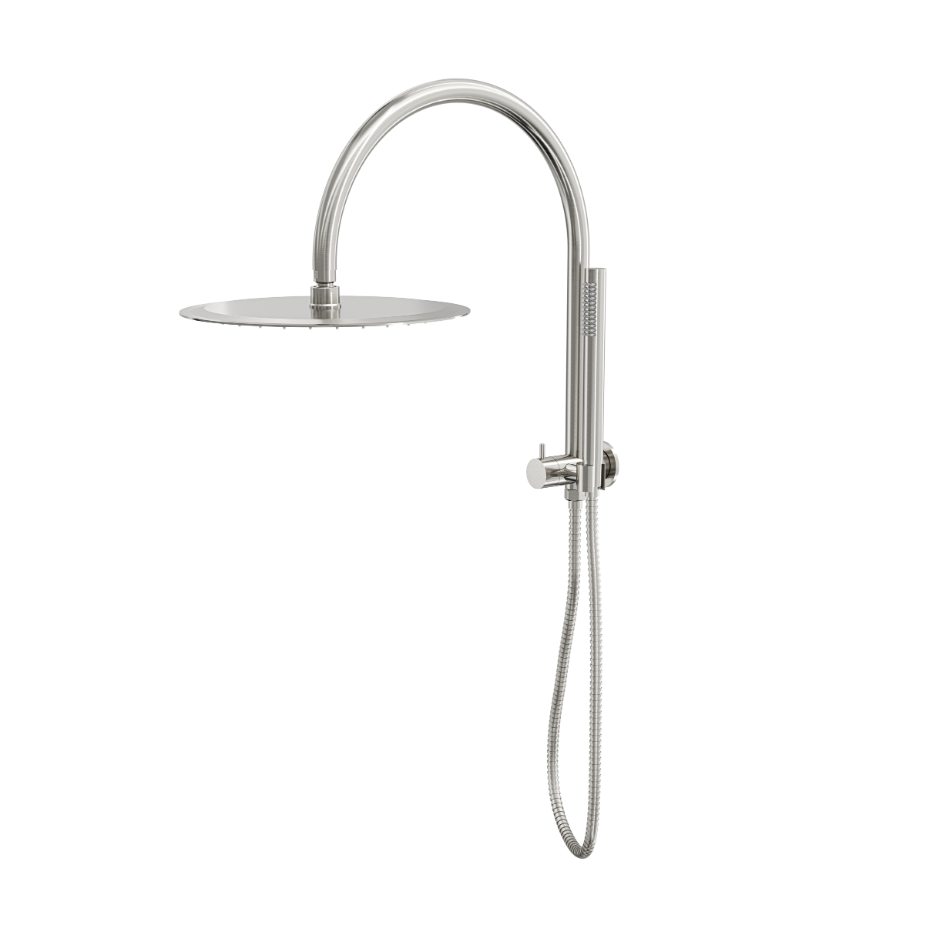 LINSOL ARCHIE SHORT SHOWER COMBINATION WITH SLIM HANDPIECE AND 300MM ROUND HEAD BRUSHED NICKEL