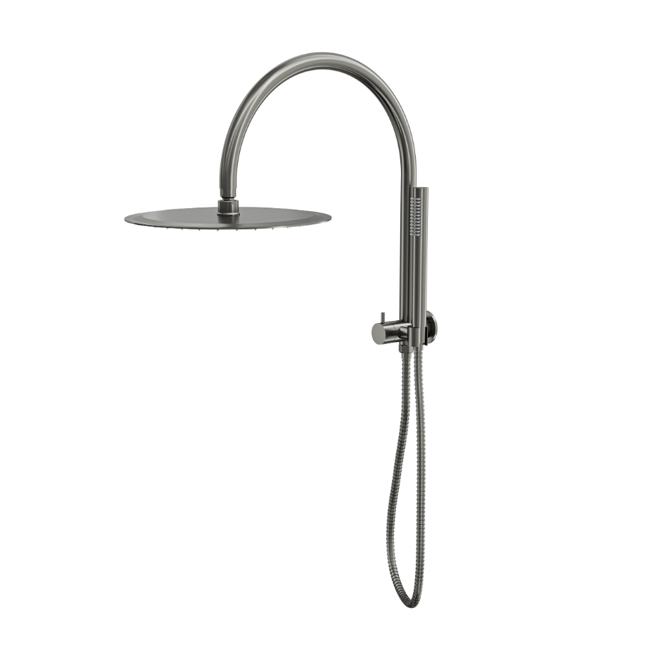 LINSOL ARCHIE SHORT SHOWER COMBINATION WITH SLIM HANDPIECE AND 300MM ROUND HEAD GUN METAL