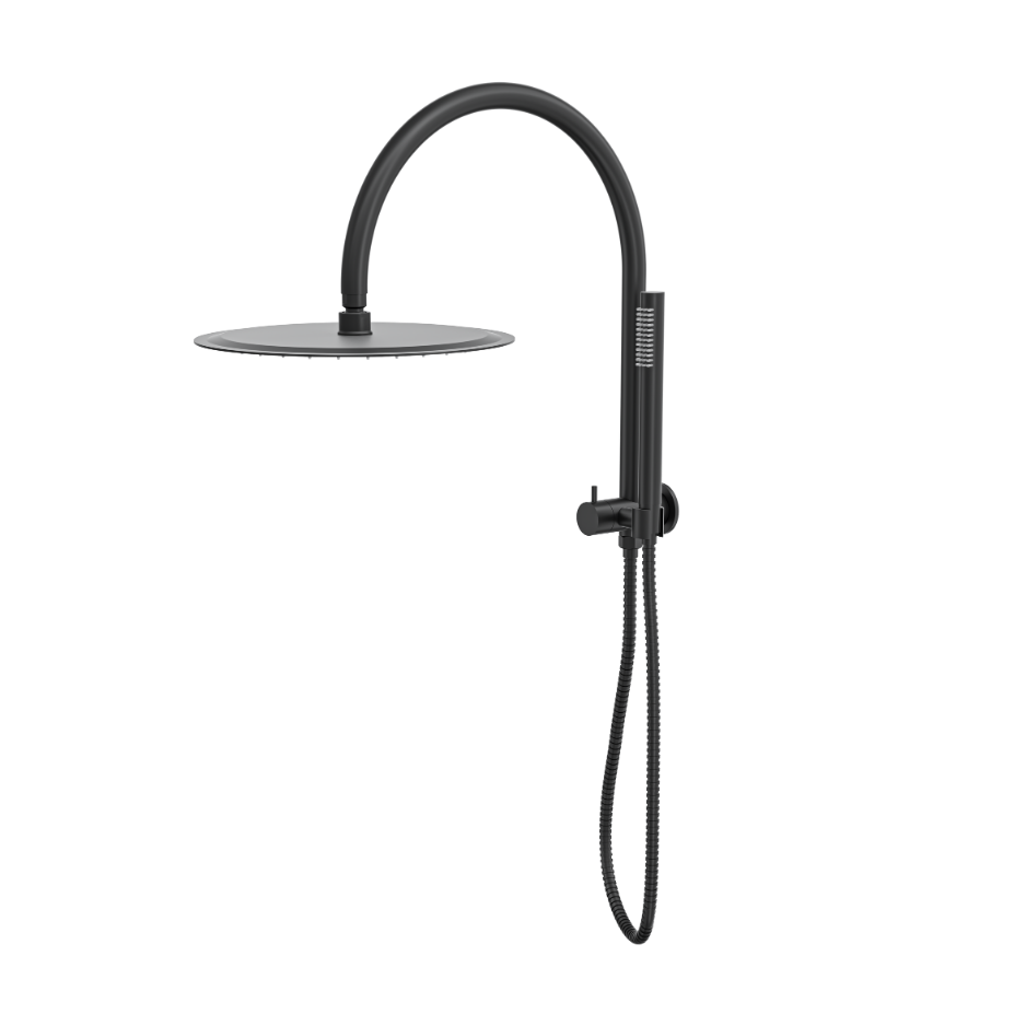 LINSOL ARCHIE SHORT SHOWER COMBINATION WITH SLIM HANDPIECE AND 300MM ROUND HEAD MATTE BLACK