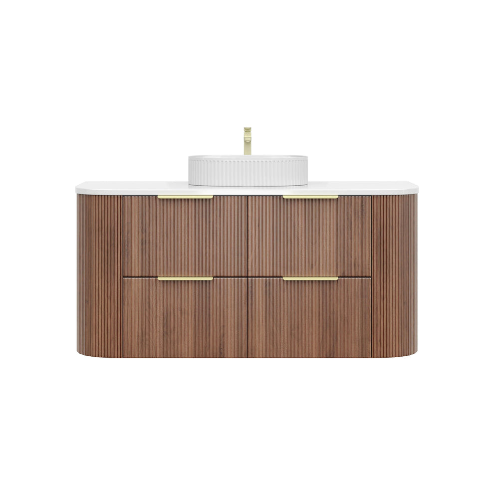 VITO ARDEN-D PRIME OAK 1200MM FLUTED CURVED SINGLE BOWL WALL HUNG VANITY