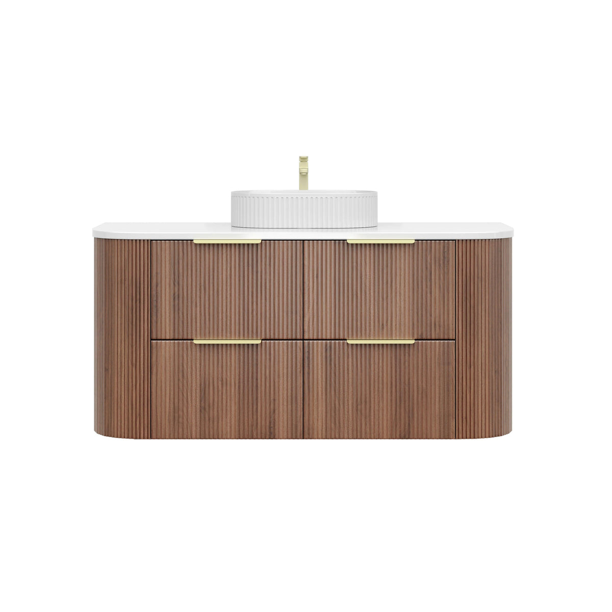 VITO ARDEN-D PRIME OAK 1200MM FLUTED CURVED SINGLE BOWL WALL HUNG VANITY