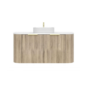 VITO ARDEN-S CLASSIC OAK 1200MM FLUTED CURVED SINGLE BOWL WALL HUNG VANITY