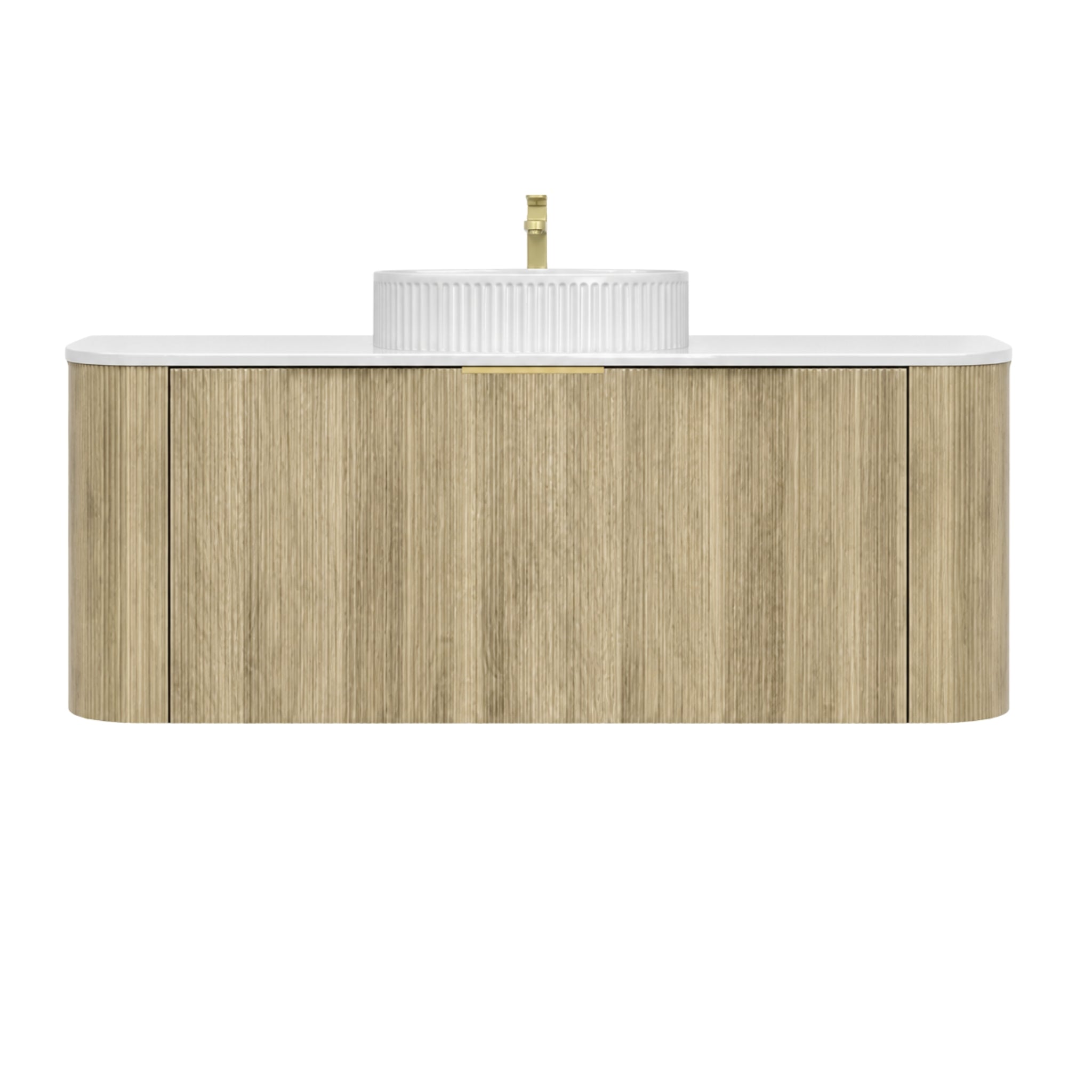 VITO ARDEN-S CLASSIC OAK 1200MM FLUTED CURVED SINGLE BOWL WALL HUNG VANITY