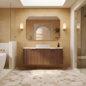 VITO ARDEN-S PRIME OAK 1200MM FLUTED CURVED SINGLE BOWL WALL HUNG VANITY