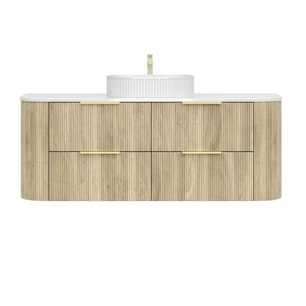 VITO ARDEN-D CLASSIC OAK 1500MM  FLUTED CURVED SINGLE BOWL WALL HUNG VANITY
