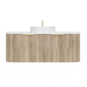 VITO ARDEN-S CLASSIC OAK 1500MM FLUTED CURVED SINGLE BOWL WALL HUNG VANITY