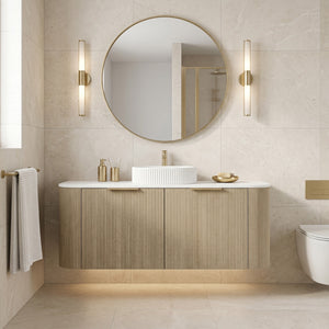 VITO ARDEN-S CLASSIC OAK 1500MM FLUTED CURVED SINGLE BOWL WALL HUNG VANITY