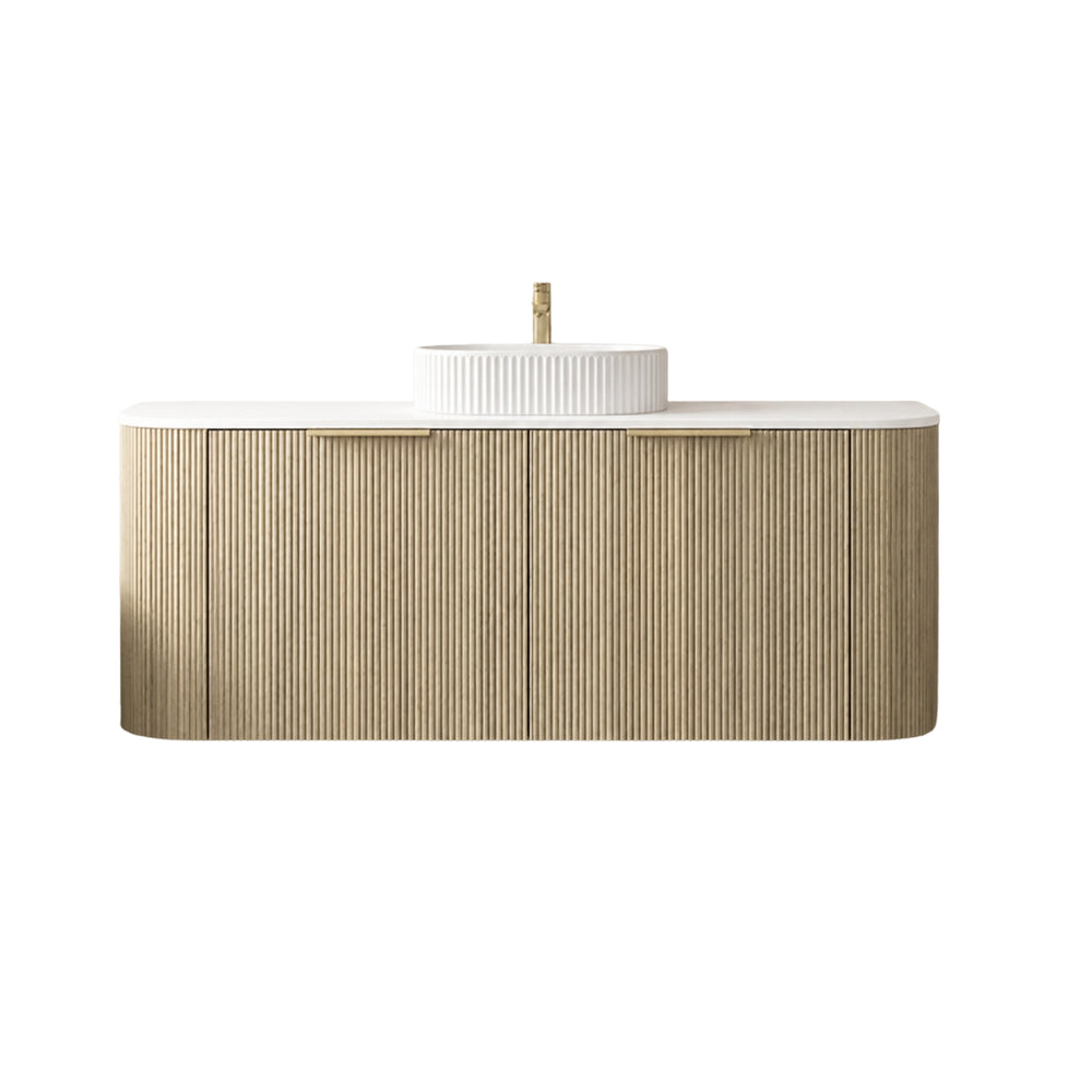 VITO ARDEN-S CLASSIC OAK 1500MM FLUTED CURVED SINGLE BOWL WALL HUNG VANITY