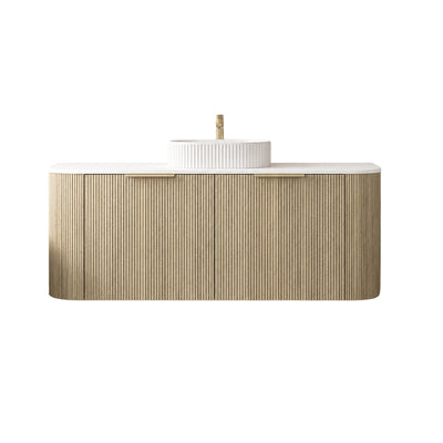 VITO ARDEN-S CLASSIC OAK 1500MM FLUTED CURVED SINGLE BOWL WALL HUNG VANITY
