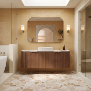 VITO ARDEN-S PRIME OAK 1500MM FLUTED CURVED SINGLE BOWL WALL HUNG VANITY