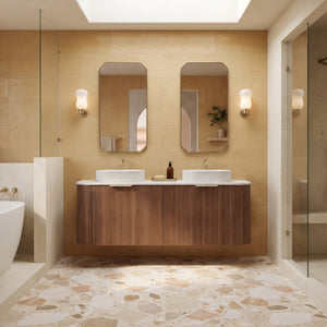 VITO ARDEN-S PRIME OAK 1500MM FLUTED CURVED DOUBLE BOWL WALL HUNG VANITY